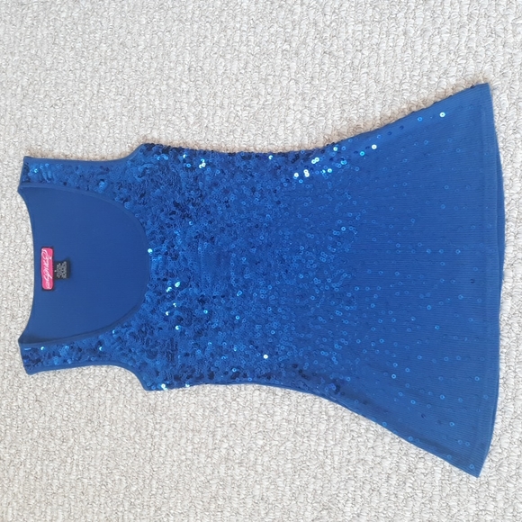Blue Sequin Sleeveless Top Size Small - Picture 14 of 15